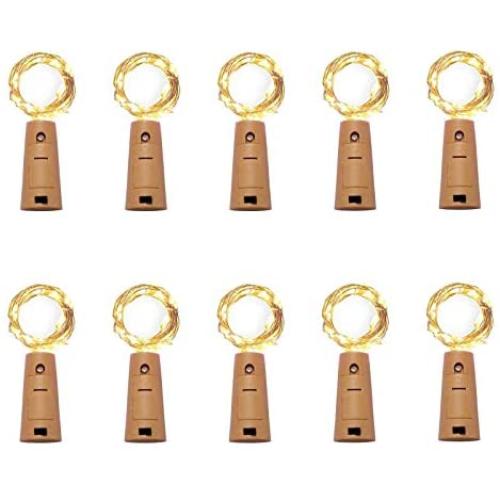 10 Pack 15 LED Wine Bottle Cork Lights, Fairy Mini String Lights Copper Wire, Battery Operated Starry Lights for DIY, Christmas, Halloween, Wedding, Party, Indoor&Outdoor (10 Pack, Warm White)