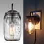 EUL Vintage Mason Jar Light Fixture Clear Glass 2-Pack Wall Lights Oil Rubbed Bronze