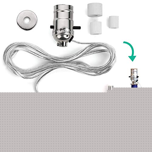 DIY Bottle Lamp Kit - Lamp Making Kits Allow You to Make a Wine Bottle Lamp or Other Bottle Lamps - Make-a-Lamp Kit Using a Lamp Kit for Liquor Bottle (Nickel Finish with Silver Cord)