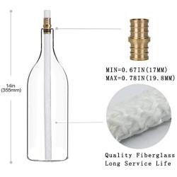 JK LUMI Wine Bottle Torch Wicks,Bottle Torch Kit,Patio Torch Lights Oil Lamp Kit,Citronella Torch,Outdoor Garden Torches, 6 Fiberglass Wicks,6 Brass Mounts,6 Lamp Cover (Bottle not Included)