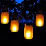 Solar Mason Jar Lights,4 Pack LED Flickering Flame Effect Light,Solar Lanterns for Outdoor Patio Party Garden Wedding Christmas Decor Lights(Mason Jars/Handles Included)