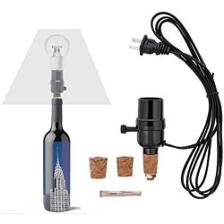 Bottle lamp kit, with 9mm Glass Drill bit, Works with Wine Bottle or Any Other Glass Liquor Bottles, UNO Slip-on Socket 8 ft Black Cord UL Listed lamp Wiring Parts.