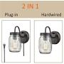 EUL Vintage Mason Jar Light Fixture Clear Glass 2-Pack Wall Lights Oil Rubbed Bronze