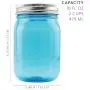 Cornucopia 16oz PLASTIC Mason Jars (8-Pack, Blue w/ Silver Metal Lids); PET BPA-Free Mason Jars with One Piece Lids, 2-Cup/Pint Capacity, Compatible w Regular Mouth Mason Jar Lids; Vintage Style PLASTIC Jars