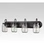 EUL Vintage Clear Glass Jar Wall Sconces 4-Light Bathroom Vanity Lighting Fixture Oil Rubbed Bronze