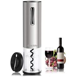 Electric Wine Opener, Gokilife Wine Bottle Corkscrew Opener with Foil Cutter, One-click Button Rechargeable Wine Bottle Openers with LED Light for Home Party Restaurant (Silver)