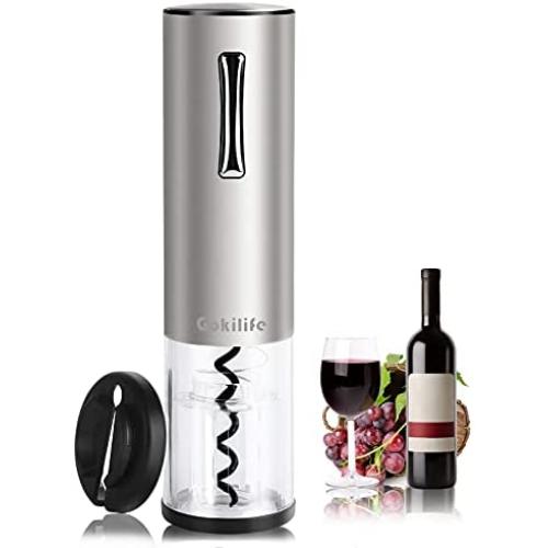 Electric Wine Opener, Gokilife Wine Bottle Corkscrew Opener with Foil Cutter, One-click Button Rechargeable Wine Bottle Openers with LED Light for Home Party Restaurant (Silver) Electric Wine Opener, Gokilife Wine Bottle Corkscrew Opener with Foil Cutter, One-click Button Rechargeable Wine Bottle Openers with LED Light for Home Party Restaurant (Silver)
