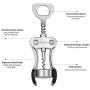 Wine Opener, Zinc Alloy Premium Wing Corkscrew Wine Bottle Opener with Multifunctional Bottles Opener, Upgrade