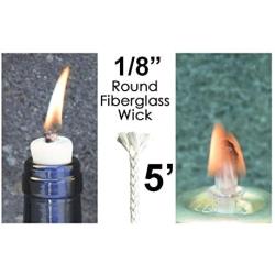 Dans Daughters Containers 1/8'' x 5 Foot Round Fiberglass Wick Kerosene Oil Lamp Lanterns Replacement Wicks Torch Wine Bottle Candle (18) (5) 002