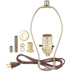 B&P Lamp Brass Plated Finish Table Lamp Wiring Kit With 10 Inch Harp, Push-Thru Socket