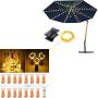 8 Modes Solar Umbrella Lights + 15 Pack 20 LED Wine Bottle Lights with Cork Fairy Lights