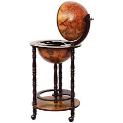 EZ FunShell Vintage Globe Wine Stand Bottle Rack Home Décor, Light Brown