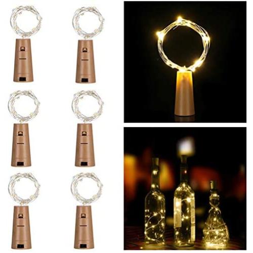 None/Brand Wine Bottle Lights with Cork Christmas Lights 15 LED 6 Pcs Fairy Lights Battery Operated Cork String Lights for Jar Party Wedding Christmas Festival Bar Decoration(Warm White)