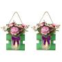 EmiLuces Collection Rustic Mason Jar 3D Wall Art Hanging Fairy LED Light Sconces with 6 Hour Timer, Pink Roses & Purple Camelia for Boho Farmhouse Kitchen Shabby Chic Decor (Set of 2)