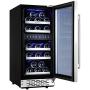 Phiestina 15 Inch Dual Zone Wine Cooler Refrigerator - 29 Bottle Built-in or Free-standing Frost Free Compressor Wine Refrigerator for White and Red Wines with Digital Memory Temperature Control