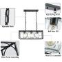 Mason Jar Chandelier Light, Rustic Farmhouse Pendant Lighting for Kitchen Island, 3-Light Mason Jar Dining Room Hanging Light Fixtures, Black Linear Flush Mount Ceiling Light for Hallway Restaurant