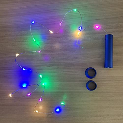 LOFTPLUS Bottle Light Blue Metal Multi-Color LED Lights 1AA Powered Featured 6-Hour Timer for Mothers Day Halloween Thanksgiving Christmas
