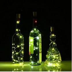 Pack of 12 Wine Bottle Lights Battery Powered, LED Cork Shaped Starry String Lights - 20LED 39inch Copper Wire Fairy Lights for Bottle DIY, Party, Decor, Christmas, Wedding, Dancing(Warm White)