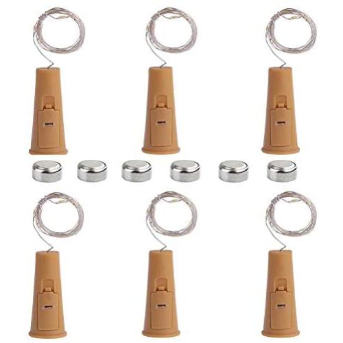 Wine Bottle Lights with Cork 6 Pack-3 Dimmable Modes 6 Spare Battery - for DIY, Party, Decor, Christmas, Halloween,Wedding(Warm White)