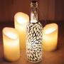 Holitown Wine Bottle Lights, White Leaf Mosaic Wine Bottle Lantern, Battery Powered, Decortive Bottle for Summer Beach Theme Party, Home, Wedding, Bars(1 Pack) (White Leaf)