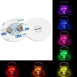 LED Coaster,40 Pack Light Up Coasters for Drinks,Bottle Lights for Wine Liquor Bottle Clear Glass Cup Coaster, Color Changing LED Bar Night Club Party Drink,Bar, Wedding, Party Decorations (Multicolo)