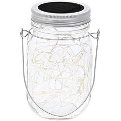 Solar Mason Jar Lights 20 LEDs Hanging Solar Lantern Lights String Lamp with Lid Handle Decoration for Garden Colorful Light 2m