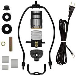 Creative Hobbies Lamp Kit for Liquor Bottles, Wine Bottles - Includes All Adapters and Parts - Black Finish Hardware and Metallic Grey Socket