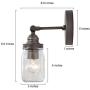 LALUZ Wall Sconce Lighting, Mini Mason Jar Glass Bathroom Vanity Light, Adjustable Shade Light Fixture with Black Silver Finish