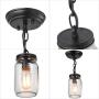 LALUZ Semi Flush Mount Ceiling Light, Farmhouse Mason Jar Lights for Kitchen, Foyer, Oil Rubbed Bronze (6.7” H x 3.9”W)