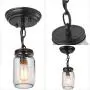 LALUZ Semi Flush Mount Ceiling Light, Farmhouse Mason Jar Lights for Kitchen, Foyer, Oil Rubbed Bronze (6.7” H x 3.9”W)