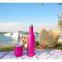 Insulated Bottle and Tumbler Set - Double Walled Stainless Steel 25 Oz Wine Bottle and 2 Pack 12 Oz Insulated Wine Tumbler Tumblers With Lid for Hot or Cold Drinks Travel Wine Glass (Pink)