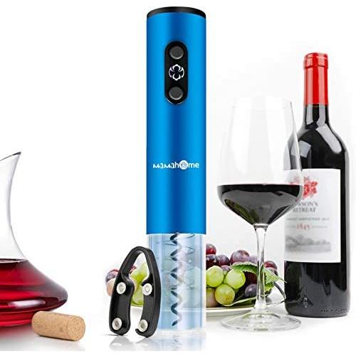 Electric Wine Opener,MaMahome Automatic Electric Wine Bottle Corkscrew Opener with Foil Cutter,Chic Wine Openers Great Gift for Wine Lovers (No Include Battery)(Blue)