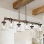 Mason Jar Chandelier, 6-Light Kitchen Island Lighting, 27.5& Farmhouse Chandelier for Dining Room with Glass Shades Mason Jar Chandelier, 6-Light Kitchen Island Lighting, 27.5& Farmhouse Chandelier for Dining Room with Glass Shades
