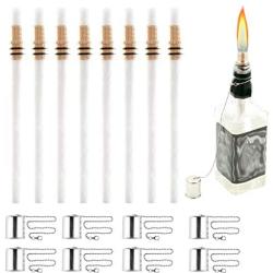 Wine Bottle Torch Kit 8 Pack, Includes 8 Long Life Torch Wicks, Copper Lamp Cover & Brass Wick Mount(13.7 Inch,Bottle not Included)