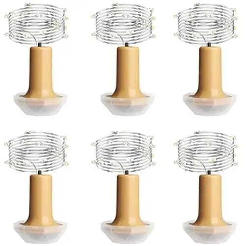 Tatasay Bottle Lights with Cork 2.6ft Silver Wire 9LED Fairy Mini String Light for Liquor Bottles Crafts Party Wedding Decor, 6 Pack