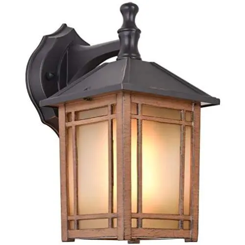 1-Light Outdoor Exterior Waterproof Wall Lantern on Diecast Aluminum with Art Glass,Dark Wood Grain Porch Lights, Exterior Wall Sconce Lighting, Anti-Rust Wall Lamp 1-Light Outdoor Exterior Waterproof Wall Lantern on Diecast Aluminum with Art Glass,Dark Wood Grain Porch Lights, Exterior Wall Sconce Lighting, Anti-Rust Wall Lamp