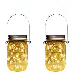 Solar Mason Jars Lights, Solar Powered Lanterns Outdoor Decorative, 20 LED Hanging Solar Lanterns Garden Decor Outdoor Lights , for Room, Patio, Garden, Party, Wedding, Christmas