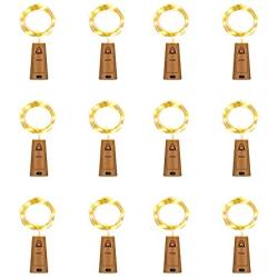 OASO 12 Pack 20 LED Wine Bottle Lights with Cork,3.3 ft Silver Wire Warm White Cork Lights Battery Operated Fairy String Lights for Wine Liquor Bottles Wedding Party Table Décor