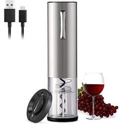 Cokunst Electric Wine Opener with Foil Cutter, Battery Powered Automatic Wine Corkscrew, One-click Button Electric Corkscrew Rechargeable Wine Bottle Openers with LED light for Home Party Restaurant