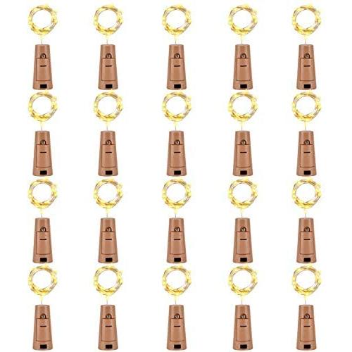 LEDIKON 20 Pack 20 LED Wine Bottle Lights with Cork,3.3Ft Silver Wire Warm White Cork Lights Battery Operated Fairy Bottle Lights for Wedding Party Wine Liquor Bottles Bar Décor