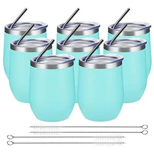 COKTIK 12oz 8 Pack Wine Tumbler with Lid Stemless Insulated Wine Glasses Double Wall Vacuum Stainless Steel Travel Tumbler for Cold & Hot Drinks Wine Coffee Cocktails, Light Green COKTIK 12oz 8 Pack Wine Tumbler with Lid Stemless Insulated Wine Glasses Double Wall Vacuum Stainless Steel Travel Tumbler for Cold & Hot Drinks Wine Coffee Cocktails, Light Green