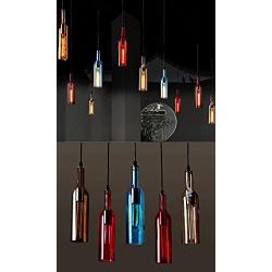 HLY Nordic Style Chandelier,Colored Glass Wine Bottle Pendant Light Multi-Lights Restaurant Bar Clothing Store Hanging Suspension Lighting Fixture Industrial Decoration Chandelier with E27 Fitting,22