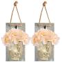 Mason Jar Sconce Home Decor,Rustic Wall Sconces with 6-Hour Timer LED Fairy Lights and Silk Hydrangea Flowers,Wall Decoration for Farmhouse Home Kitchen,Set of 2