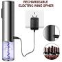 REDMOND Electric Wine Opener, Rechargeable Cordless Stainless Steel Automatic Corkscrew Wine Opener with Foil Cutter Base, Cork Remover for Wine Bottle LED Indicator Light for Home Use, WO002