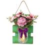 EmiLuces Collection Rustic Mason Jar 3D Wall Art Hanging Fairy LED Light Sconces with 6 Hour Timer, Pink Roses & Purple Camelia for Boho Farmhouse Kitchen Shabby Chic Decor (Set of 2)