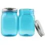 Cornucopia 16oz PLASTIC Mason Jars (8-Pack, Blue w/ Silver Metal Lids); PET BPA-Free Mason Jars with One Piece Lids, 2-Cup/Pint Capacity, Compatible w Regular Mouth Mason Jar Lids; Vintage Style PLASTIC Jars