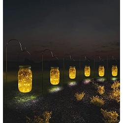 Solar Mason Jar Lights,6 Pack Large-Size Jars with Solar Powered 30 LEDs Starry Fairy Lights,Solar Lanterns for Outdoor Patio Party Garden Decor Lights (Jars and Handles Included) (Warm White)