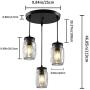 3 Lights Farmhouse Mason Jar Chandeliers Ceiling Light Fixture with Glass Shade,Black Semi Flush Mount Ceiling Hanging Light Adjustable Chandelier for Kitchen Island Dining Room Living Room