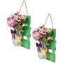 EmiLuces Collection Rustic Mason Jar 3D Wall Art Hanging Fairy LED Light Sconces with 6 Hour Timer, Pink Roses & Purple Camelia for Boho Farmhouse Kitchen Shabby Chic Decor (Set of 2)