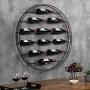 MyGift 12 Bottle Modern Black Metal Round Wall Mounted Wine Display Rack